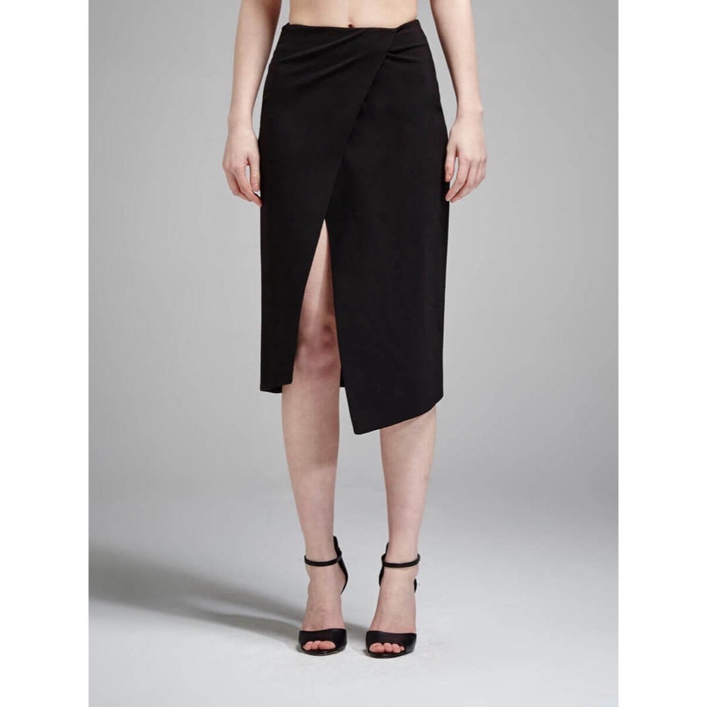 N / Nicholas Wrap Black Midi Pencil Skirt 4